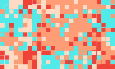 Abstract pixel art background.  Vibrant coral, teal, and cream squares create a dynamic, modern design. Ideal for website banners, social media graphics, or textile prints.
