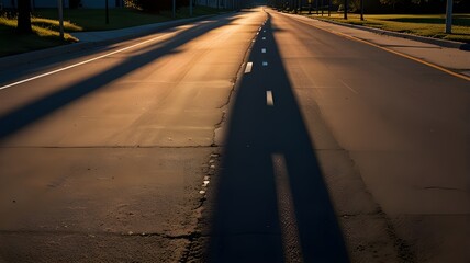 Looking up at a road with streetlights casting long shadows 