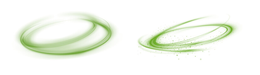 Glowing Green Neon Ellipse – Circular Light Ring Frame with Radiant Lines of Speed, Abstract Motion Trail Effect, Bright Glow PNG on Transparent Background for Futuristic Illustrations