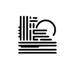 Abstract Minimalist Landscape Icon, Geometric Design