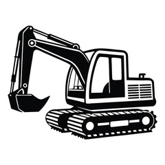 Creative excavator illustration, Construction excavator silhouette vector illustration isolated on a white background