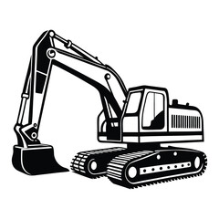 Creative excavator illustration, Construction excavator silhouette vector illustration isolated on a white background