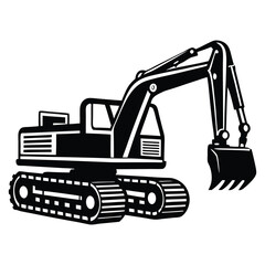 Creative excavator illustration, Construction excavator silhouette vector illustration isolated on a white background