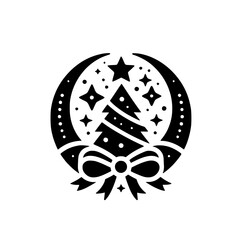 Christmas Ornament Vector Illustration: Festive Black & White Design