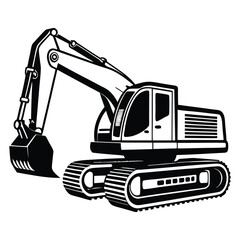 Creative excavator illustration, Construction excavator silhouette vector illustration isolated on a white background