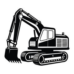 Creative excavator illustration, Construction excavator silhouette vector illustration isolated on a white background