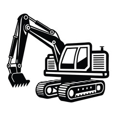 Creative excavator illustration, Construction excavator silhouette vector illustration isolated on a white background