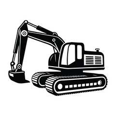 Creative excavator illustration, Construction excavator silhouette vector illustration isolated on a white background