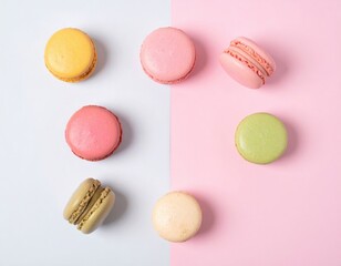 Fototapeta premium Assorted Colorful Macarons On Pastel Background