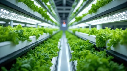 Controlled Environment Vertical Hydroponic Farming System Interior