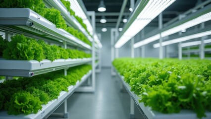 Modern Controlled Environment Vertical Hydroponic Farming Setup