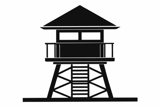 lifeguard tower silhouette vector
