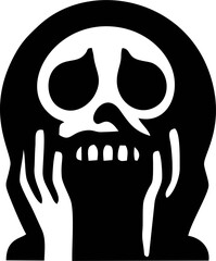 Distressed Skull with Hands Over Face