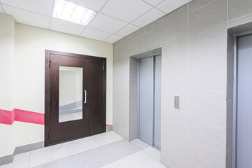 interior apartment public place, house entrance. doors, walls, staircase corridors