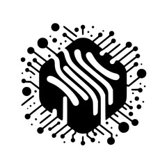 Abstract Tech Circuit Board: Black and White Design Element