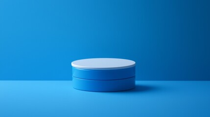 Blue pedestal platform minimal background product display design empty space branding cosmetic showcase