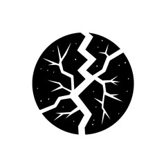 Cracked Earth: Abstract Black & White Symbol