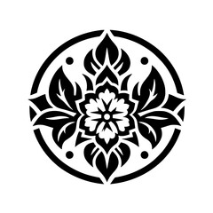 Elegant Black & White Floral Mandala Design - Decorative Element