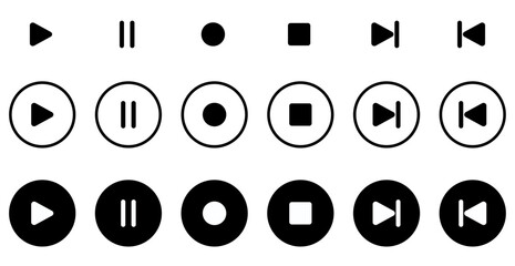 media control icons play pause stop forward rewind.