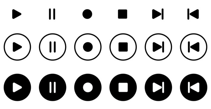 media control icons play pause stop forward rewind.