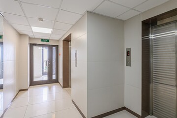 interior apartment public place, house entrance. doors, walls, staircase corridors
