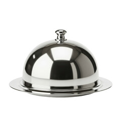 Polished Silver Dome Plate Cover, isolated on transparent background.