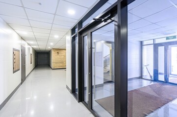 interior apartment public place, house entrance. doors, walls, staircase corridors