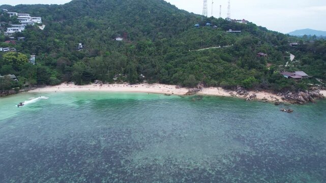 Drone Shot of Secret Beach on Koh Phangan Island, Thailand