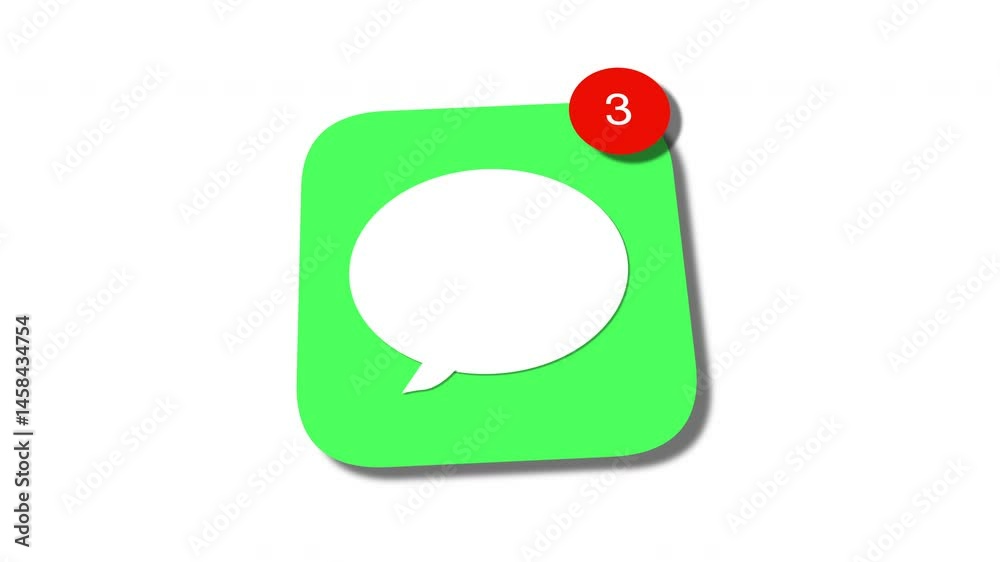 Wall mural message chat icon with increasing incoming contact on white background