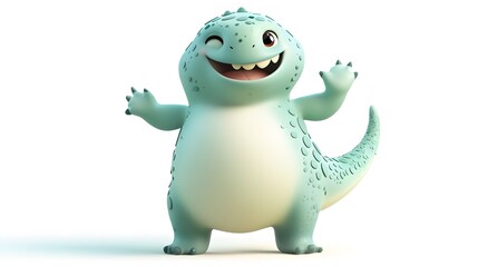 Playful light-blue cartoon lizard character design.