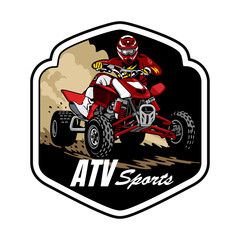 ATV sports emblem logo design vector art