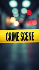 Crime scene concept. A yellow tape with crime scene text