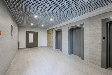 interior apartment public place, house entrance. doors, walls, staircase corridors