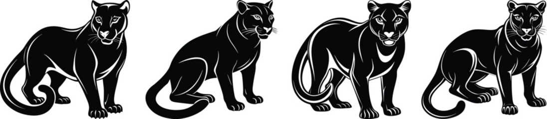 Obraz premium Panther Silhouette Illustration Set