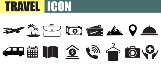 Travel icon black. Vocation icon set.