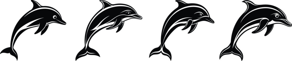 Obraz premium Dolphin Silhouette Jumping Pose