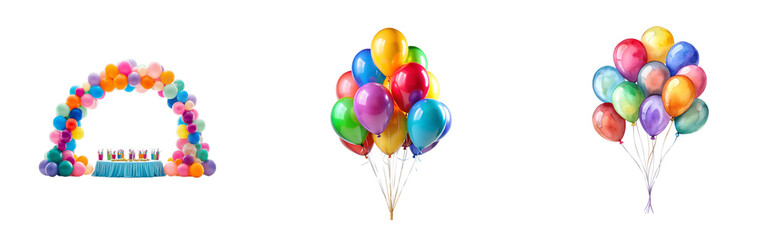 Vibrant balloons collection for festive celebrations, cut out transparent