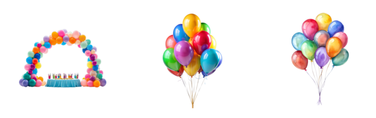 Vibrant balloons collection for festive celebrations, cut out transparent