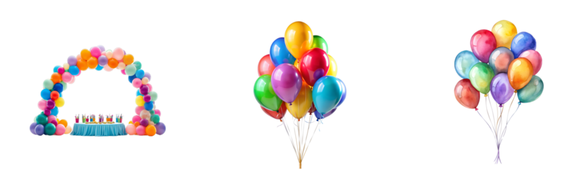 Vibrant balloons collection for festive celebrations, cut out transparent