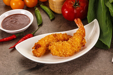 Crispy breaded golden fried prawns