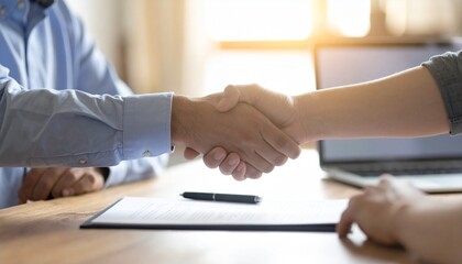 Handshake after a successful meeting in warm light