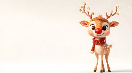 Cute cartoon reindeer with a festive scarf.