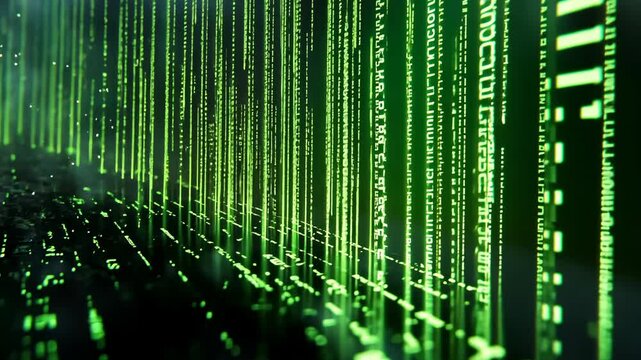 Digital Green Matrix Code Futuristic Technology Experience in Mesmerizing Environment