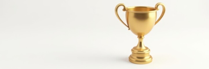 Gleaming golden trophy cup, isolated on pure white , winner, golden