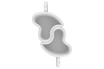 White Ceramic Interlocking Heart-Shaped Mugs Simple White Heart-Shaped Cups Symbol of Love and Togetherness on a Transparent Background PNG CAD rendering realistic render