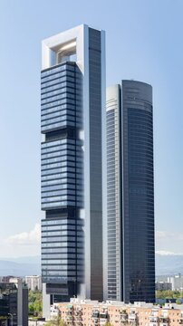 Timelapse of the madrid financial district in vertical