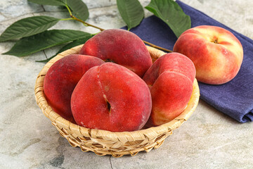 Ripe sweet and juicy Flat peach