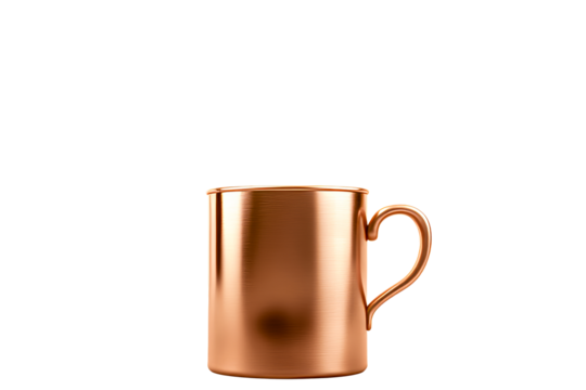 Shiny Copper Mug with Handle, for Drinks, Isolated, cut out transparent