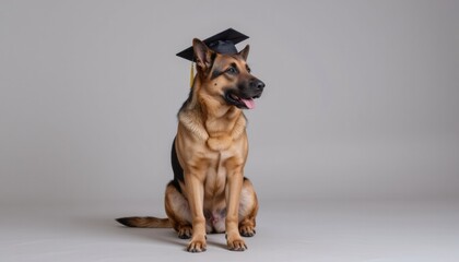 Obraz premium Graduating dog wearing a cap and medal.