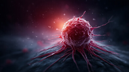 Cancer cell under a microscope